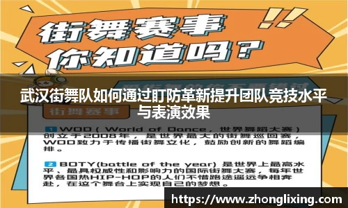 武汉街舞队如何通过盯防革新提升团队竞技水平与表演效果